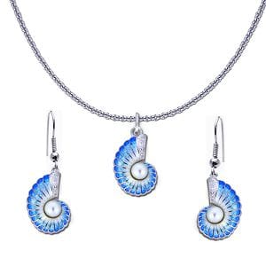 Nautilus Shell Necklace and Earring Set